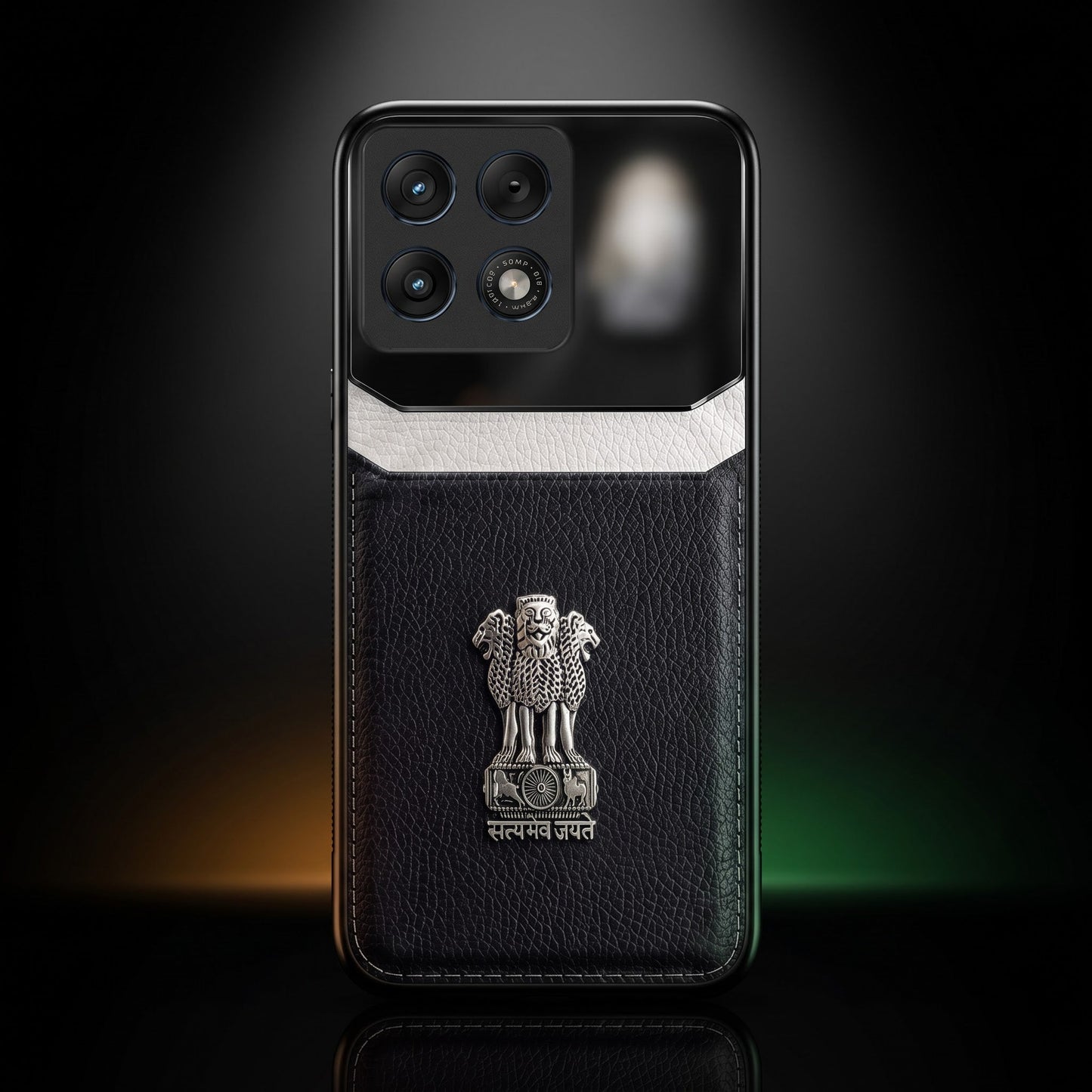 Motorola Edge 70 Pro 5G Satyamev Jayate 3D Metal Leather Back Case