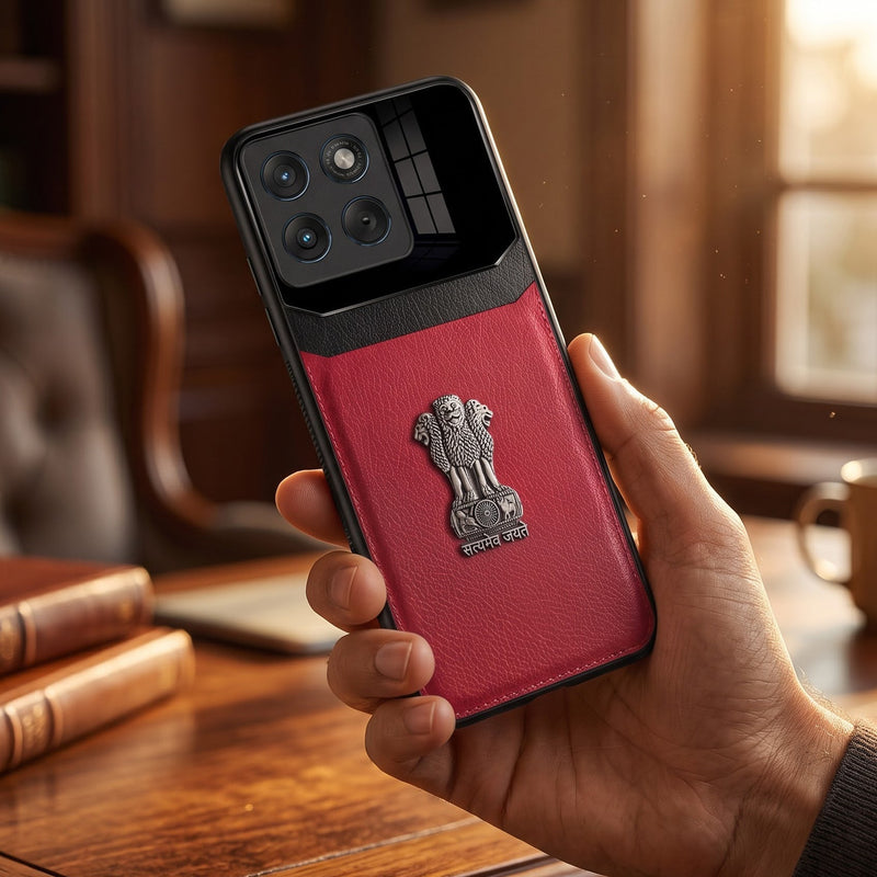 Motorola Edge 70 Fusion 5G Satyamev Jayate 3D Metal Leather Back Case