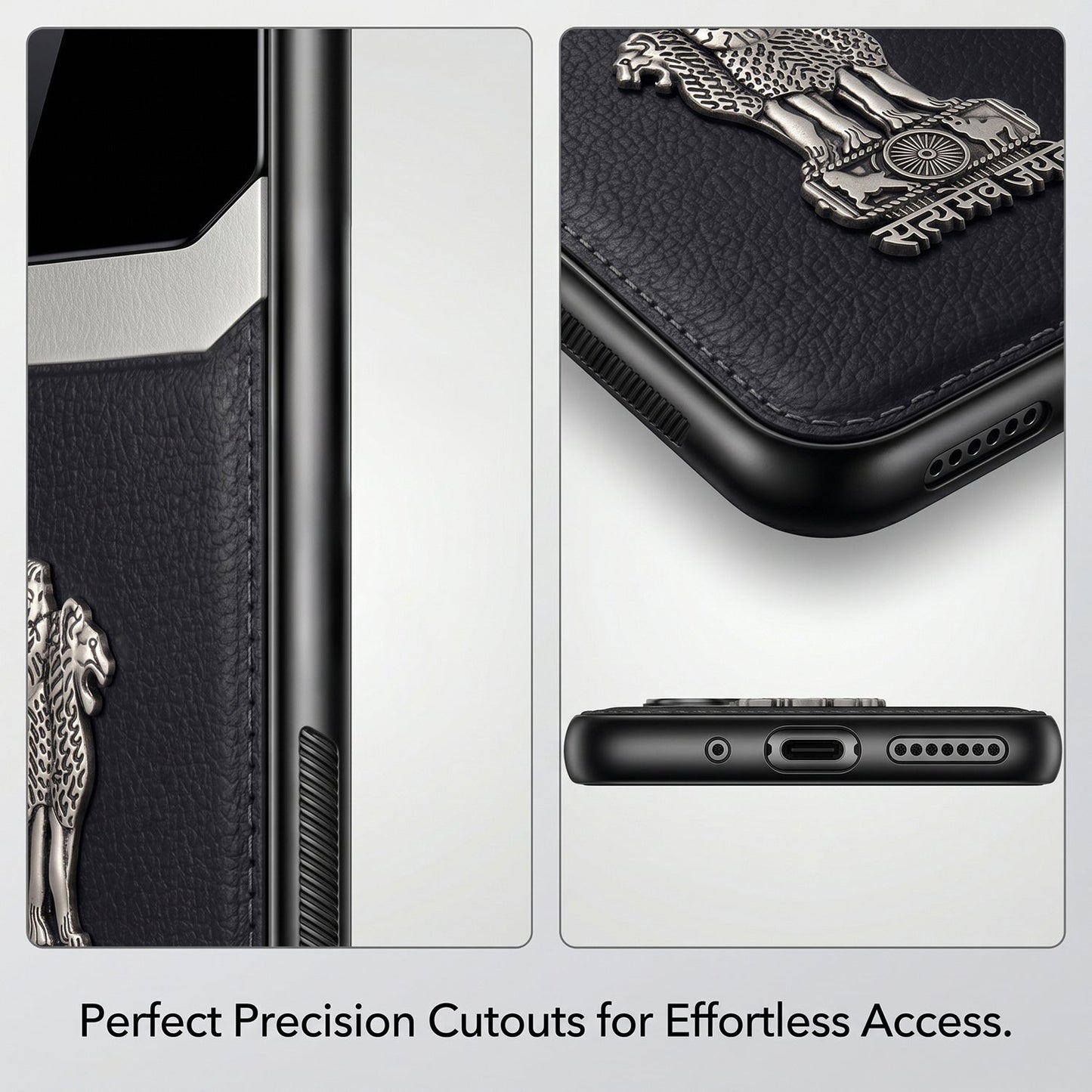 Oppo Reno 14 Pro 5G Satyamev Jayate 3D Metal Leather Back Case