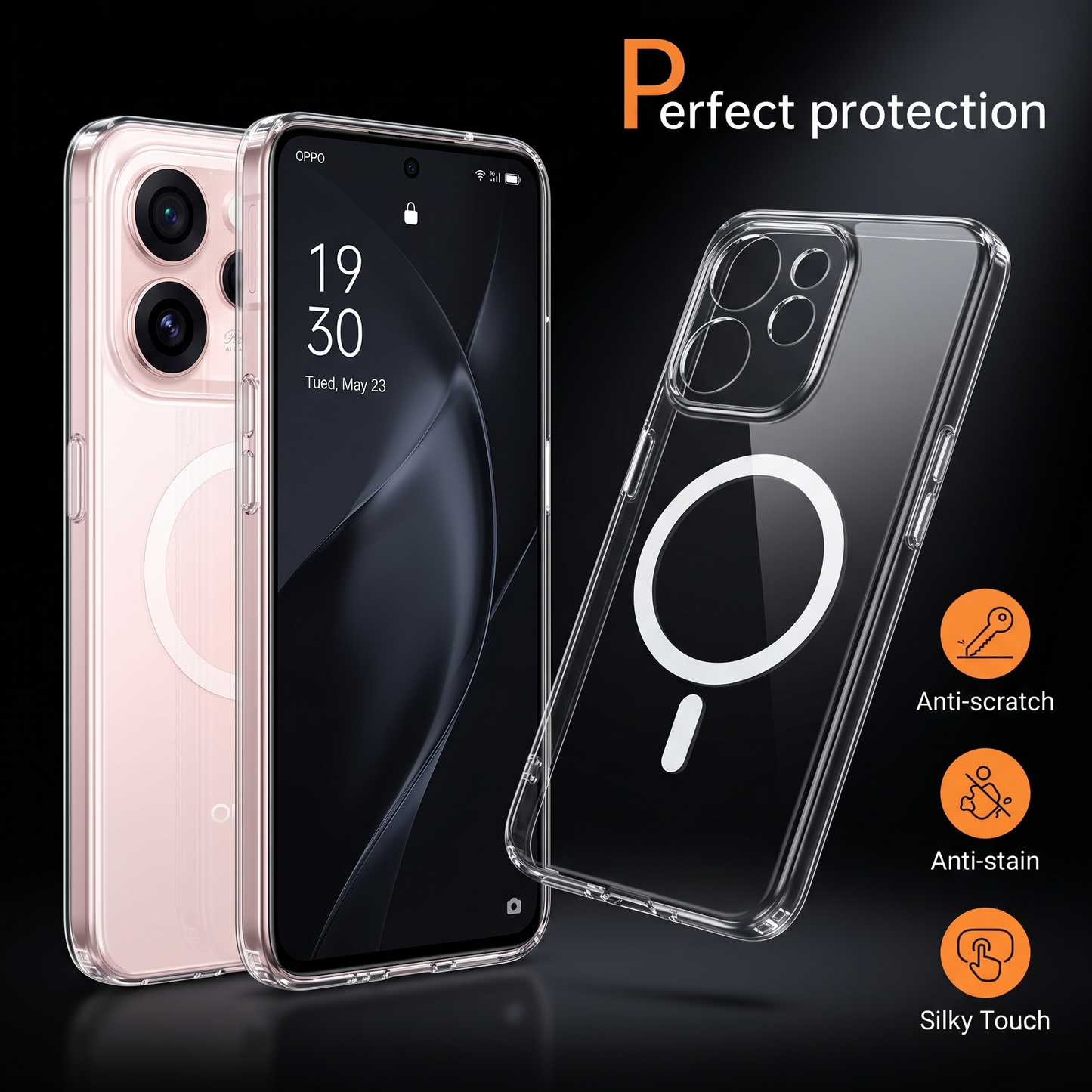 Oppo Reno 15 Pro Mini 5G Clear Anti-Yellow MagSafe Protective Case