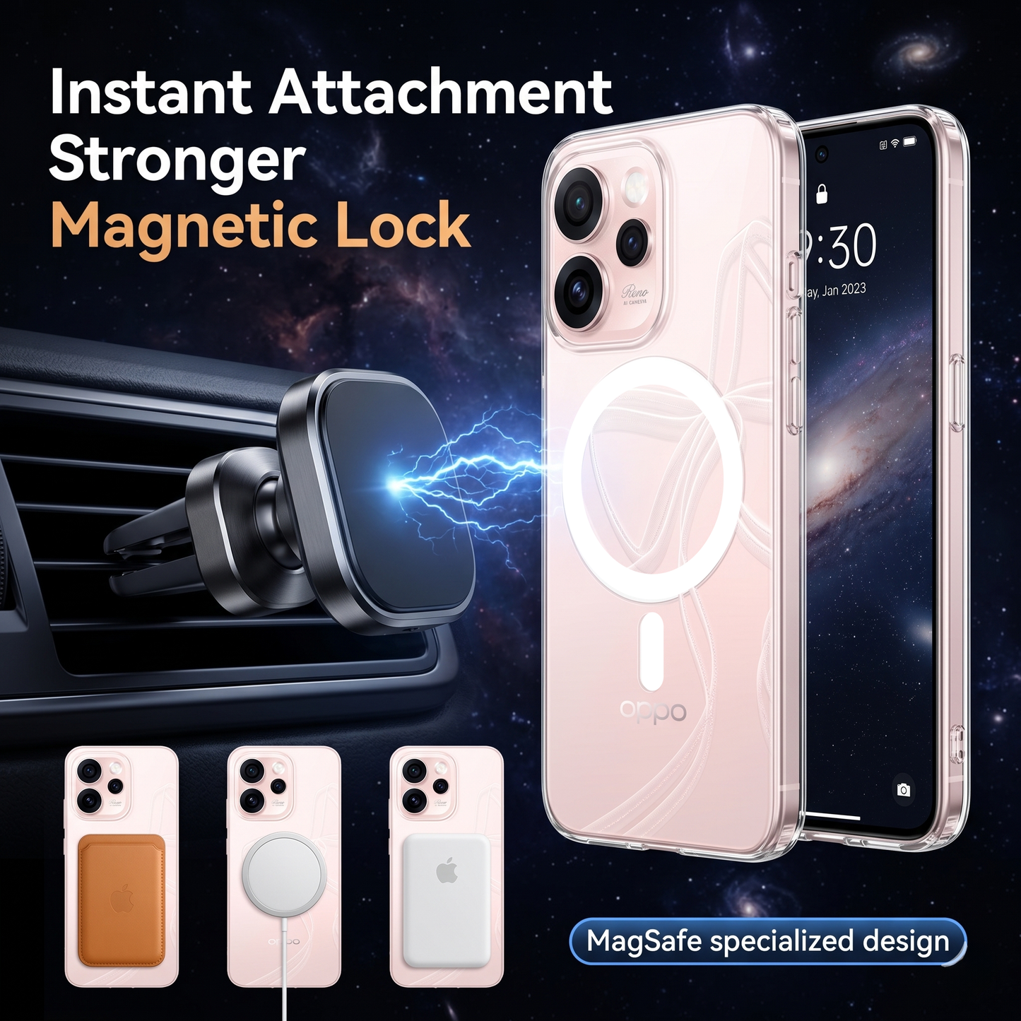 Oppo Reno 15 Pro Mini 5G Clear Anti-Yellow MagSafe Protective Case