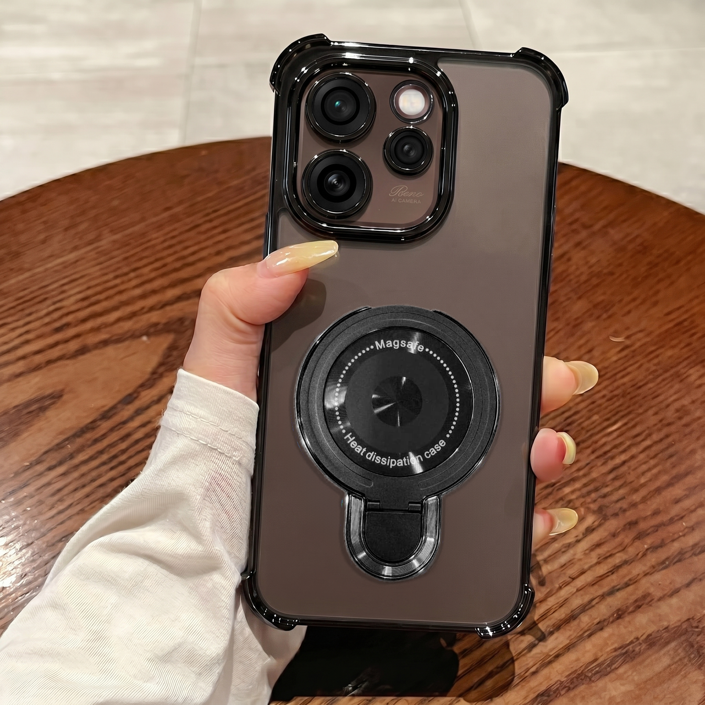 Oppo Reno 15 Pro Mini 5G Luxury Four Corner Invincible Bracket Ring Stand Case