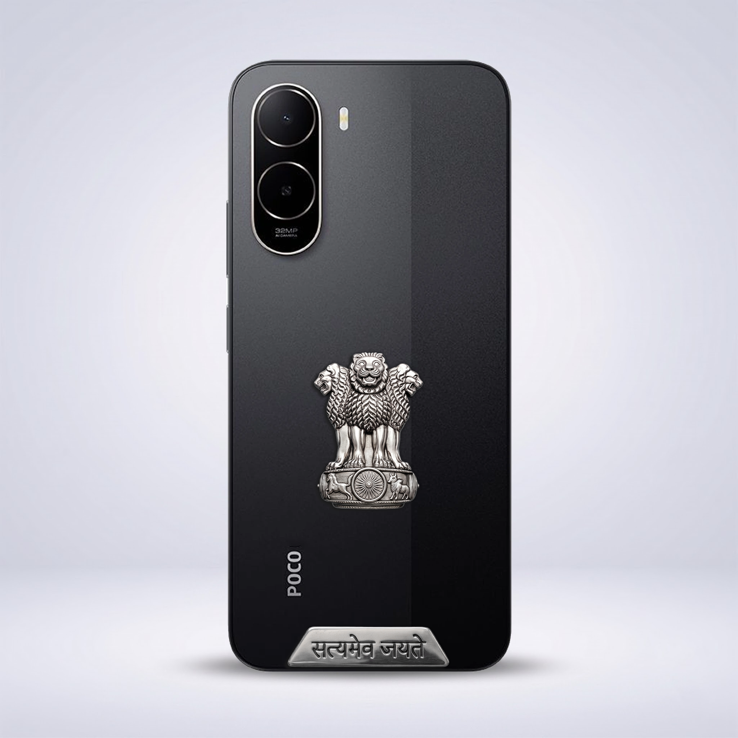 POCO C81 5G Compatible Satyamev Jayate 3D Metal Emblem Sticker