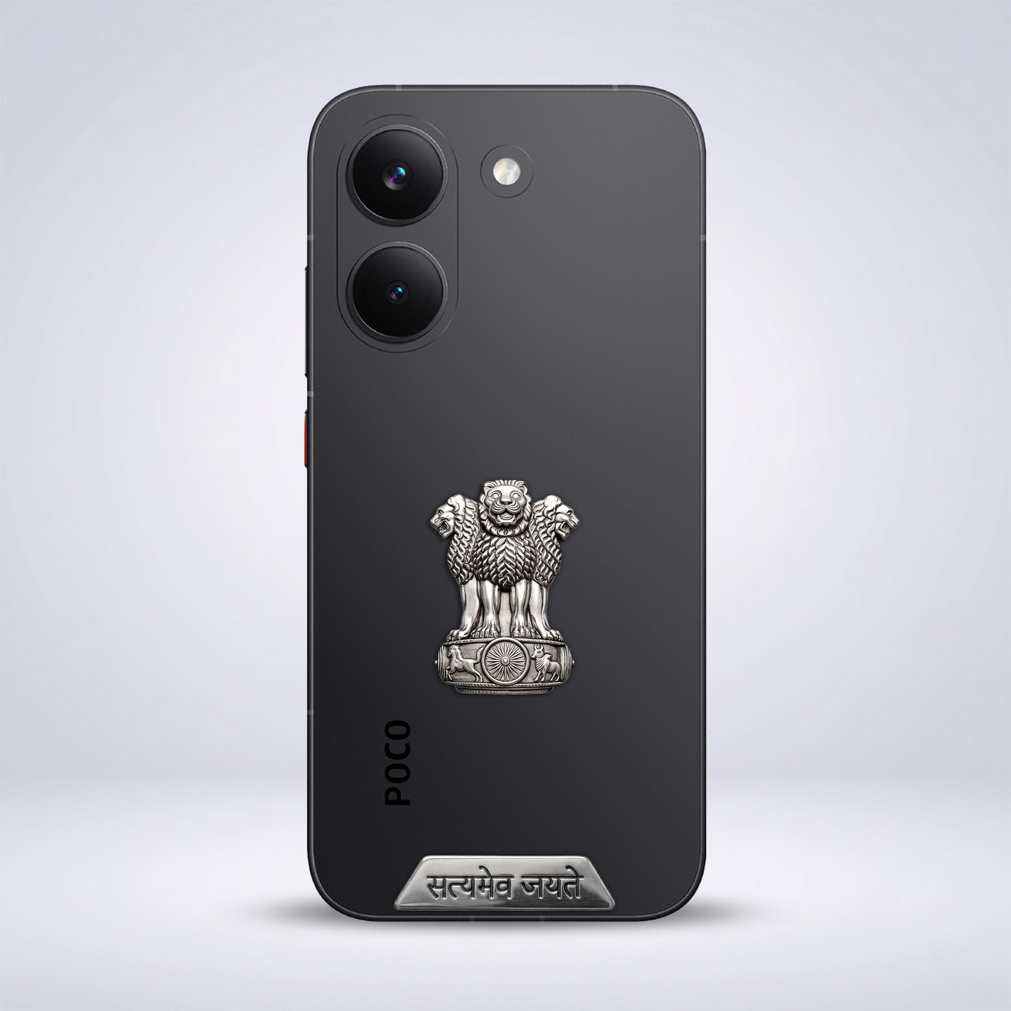 POCO X8 Pro 5G Compatible Satyamev Jayate 3D Metal Emblem Sticker