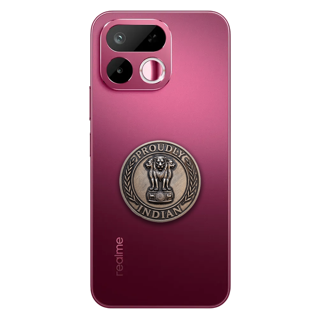 Realme 16T 5G Compatible Satyamev Jayate 3D Metal Emblem Sticker