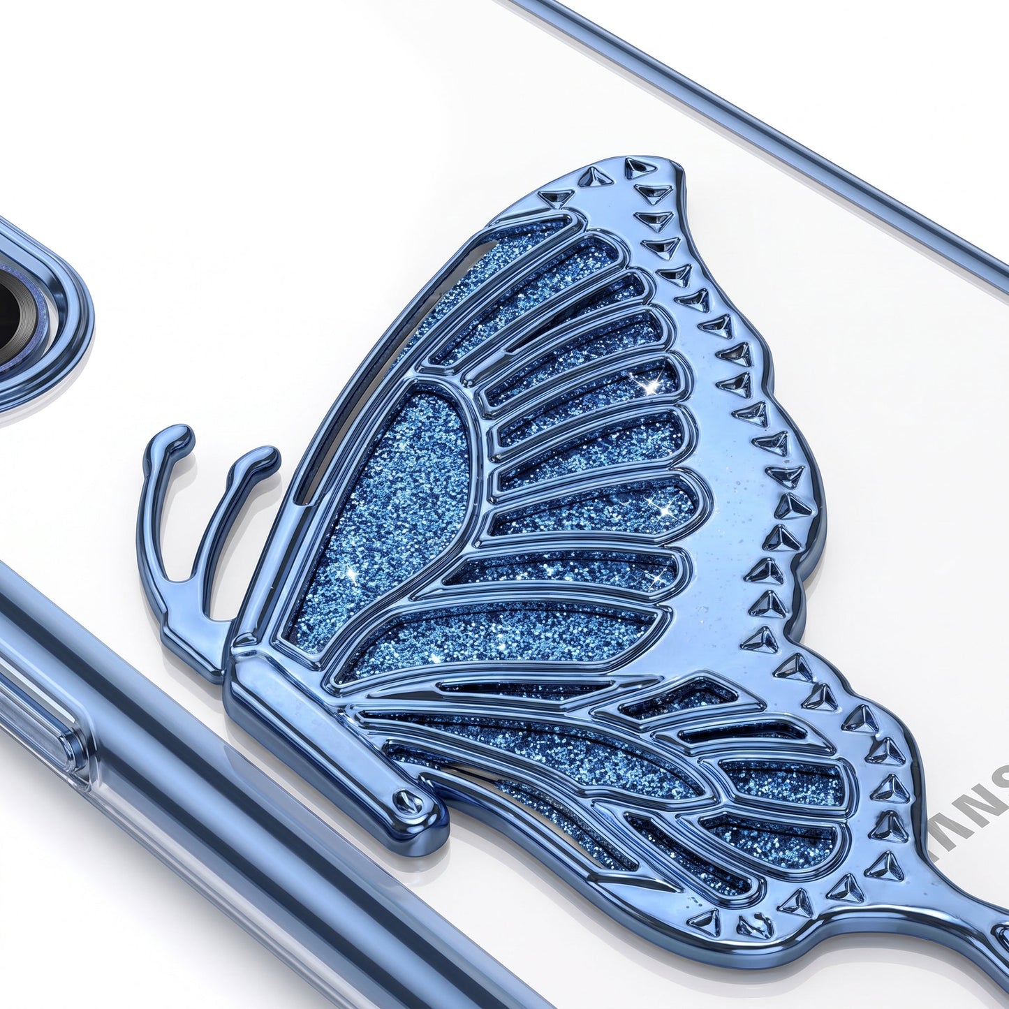 Samsung Galaxy A16 5G Premium Butterfly Glitter Stand Transparent Shockproof Airbag Phone Case