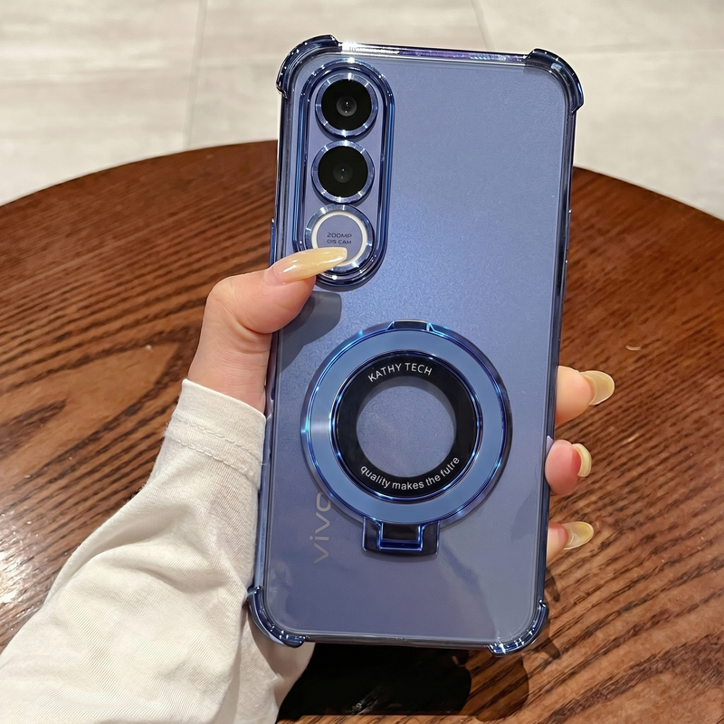 Vivo V70 FE 5G Original Luxury Magnifier Ring Stand Shockproof Airbags Corner Case