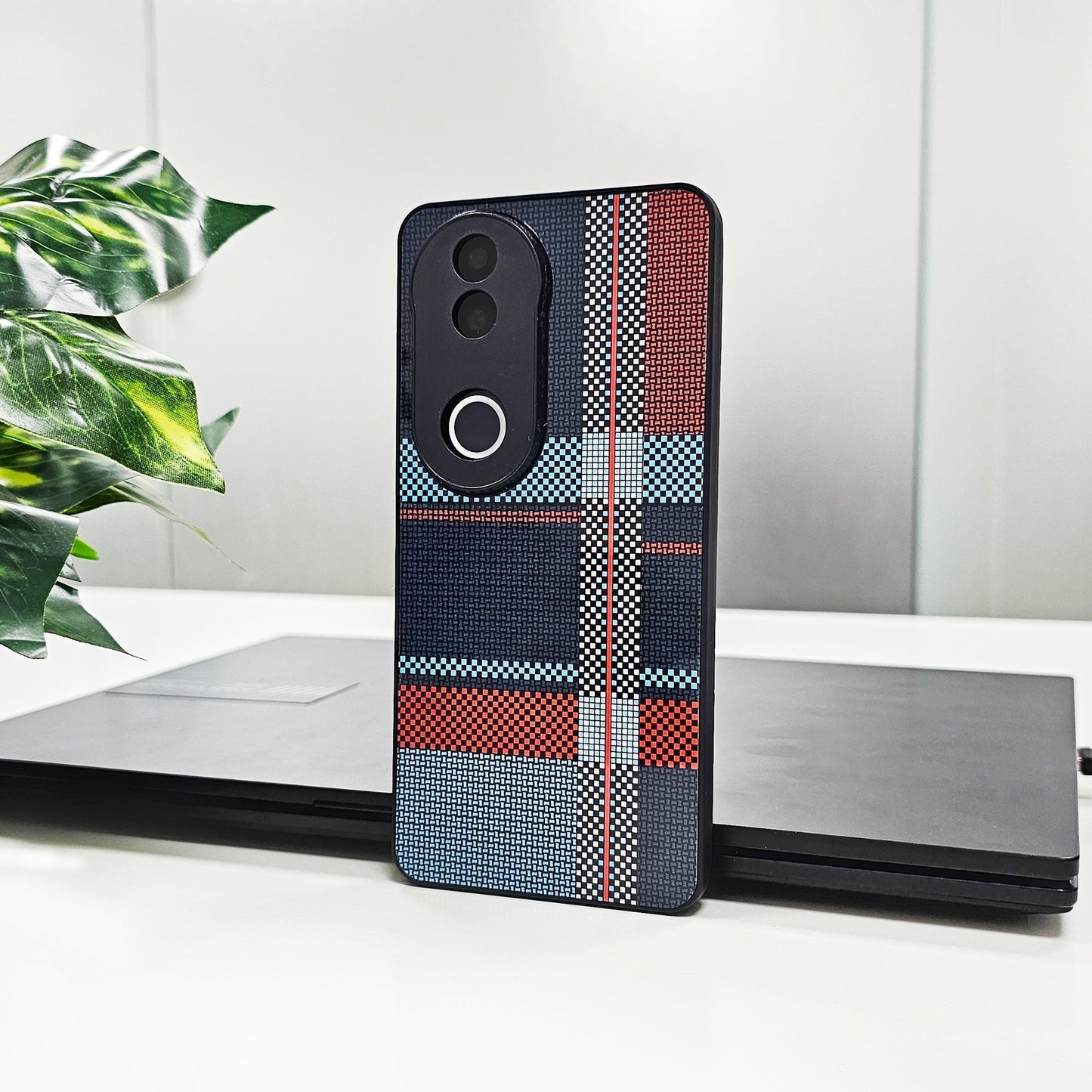 Vivo V50 5G Luxury Grid Pattern Glass Back Shockproof Cover