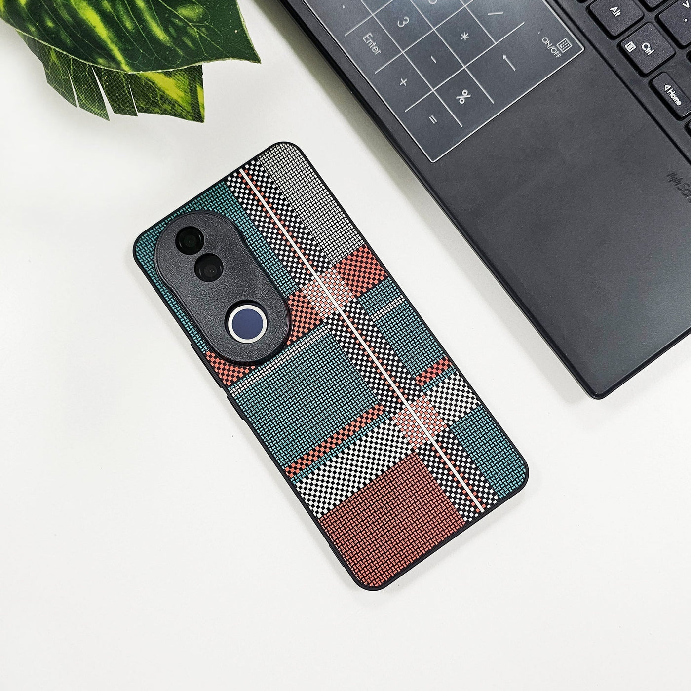 Vivo V50 5G Luxury Grid Pattern Glass Back Shockproof Case (Buy 1 Get 1 Surprise Cover)